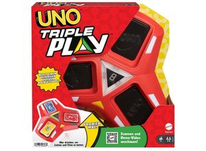 0194735006960 - Games UNO Triple Play Kartenspiel Gesellschaftsspiel Spiel Kartenhalter