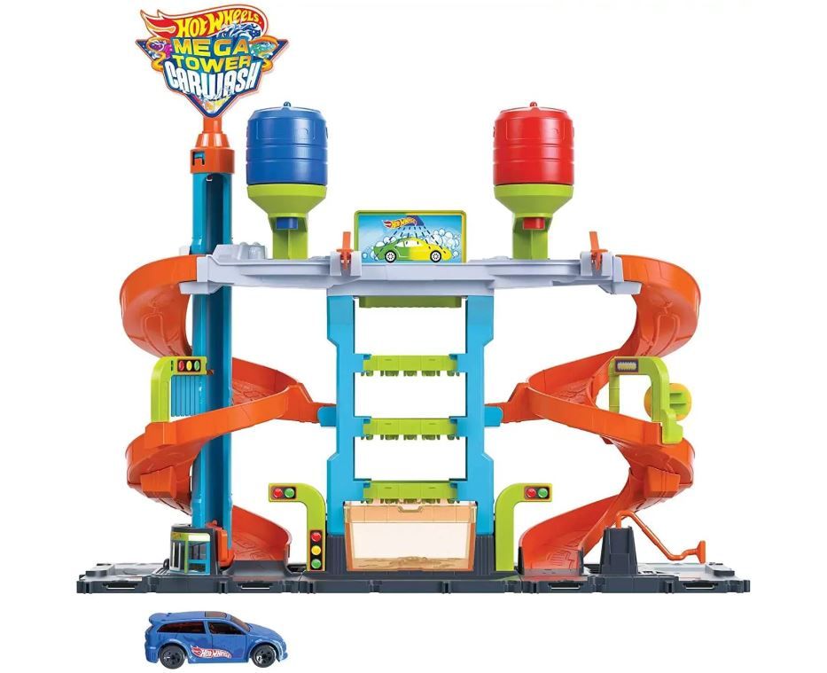 0194735028955 - HDP05 - Hot Wheels - City - Color Shifters - Mega Tower Auto-Waschanlage inkl Fahrzeug mit Farbwechsel-Effekt