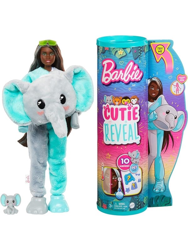 0194735106615 - Barbie Cutie Reveal Dschungel Serie - Elefant Spielfigur