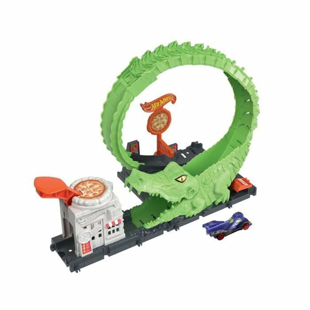 0194735109630 - HKX39 - Hot Wheels - Spielset Krokodil Angriff Rennbahn mit Looping inkl Fahrzeug