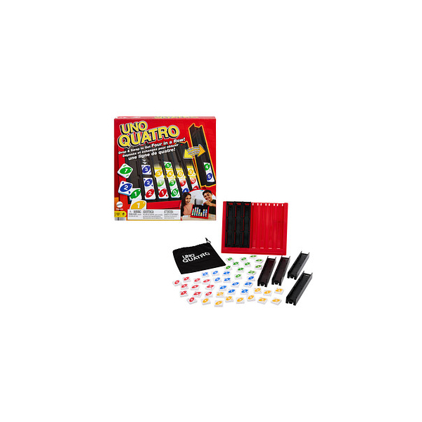 0194735157563 - MATTEL Games UNO Quatro Jeu De Tuiles Familial Pour Enfants Et Adultes Jeux De Société Pour Soirée Jeu En Famille Ou En Voyage 2 À 4