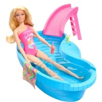 0194735178285 - Doll And Pool Playset Blonde With Pool Slide Towel And Drink Accessories