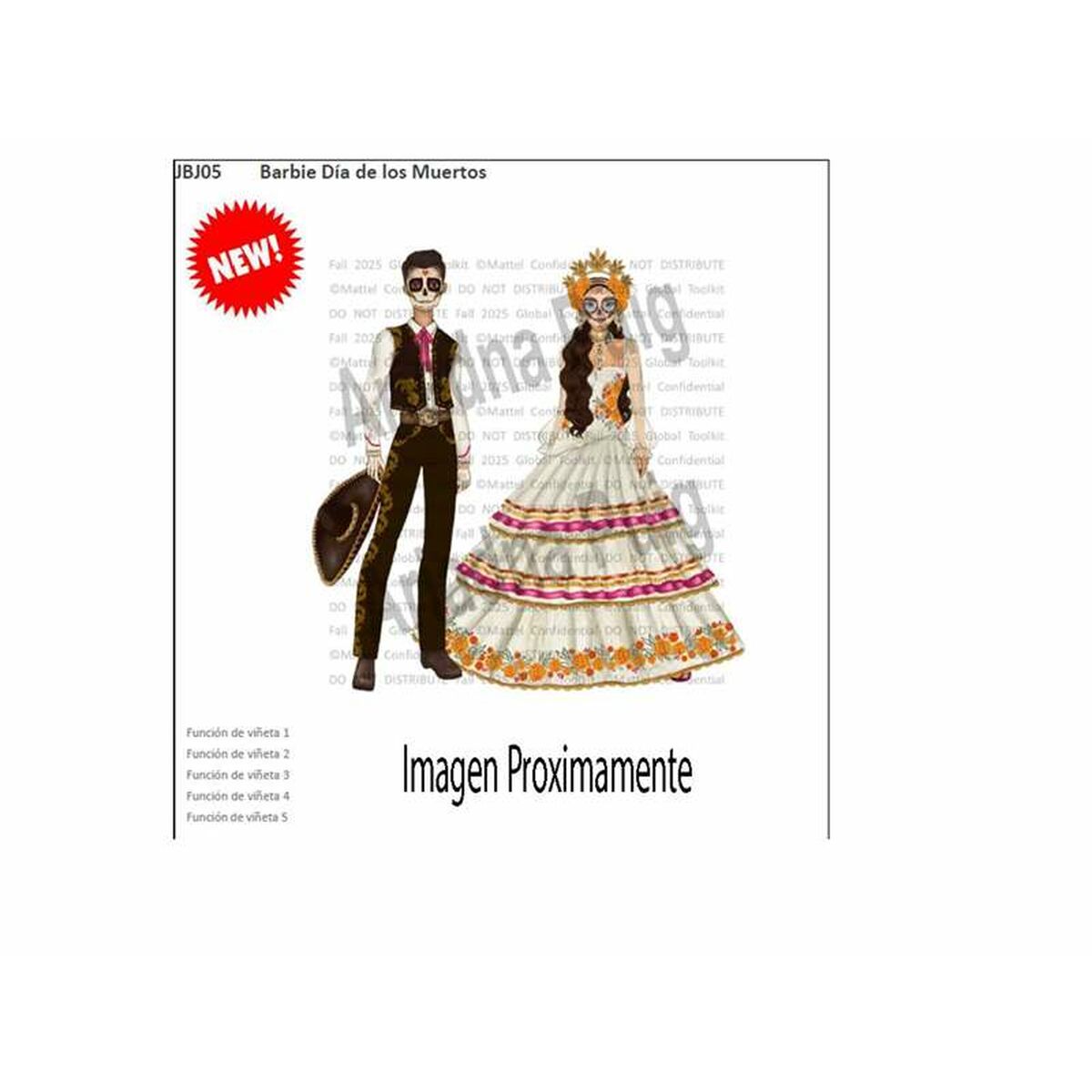 0194735260980 - Barbie Signature Dia De Muertos 2025 -  Puppe in einem cremefarbenen Rüschenkleid