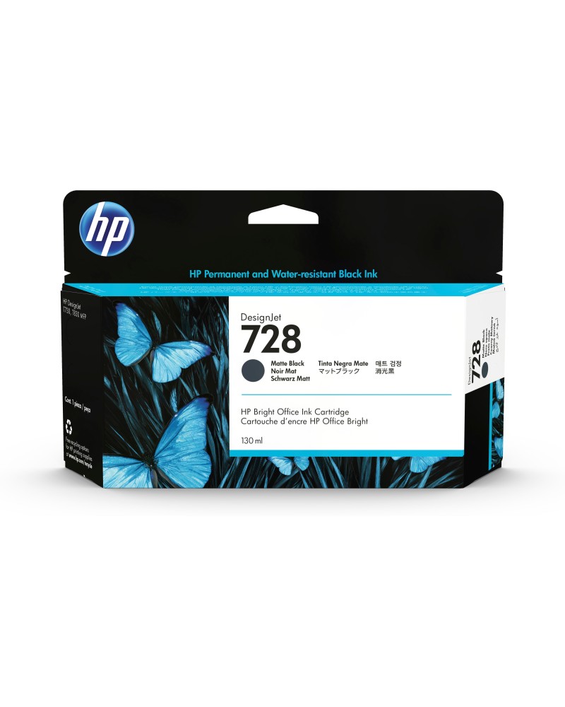 0194850304040 - HP 728 130-ml Matte Black DesignJet Ink Cartridge Druckerpatrone 1 Stück(e) Original Standardertrag Mattschwarz