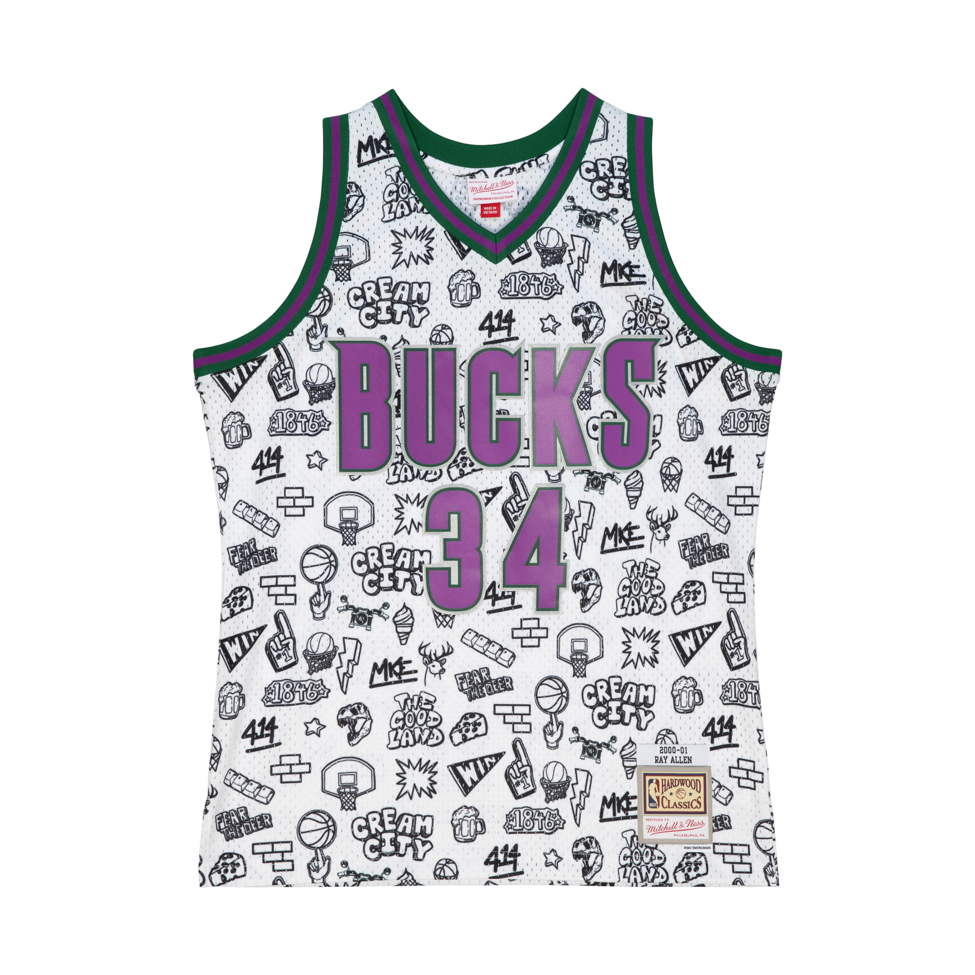 0195563552407 - Trikot Milwaukee Bucks NBA Doodle Swingman 2000 Ray Allen