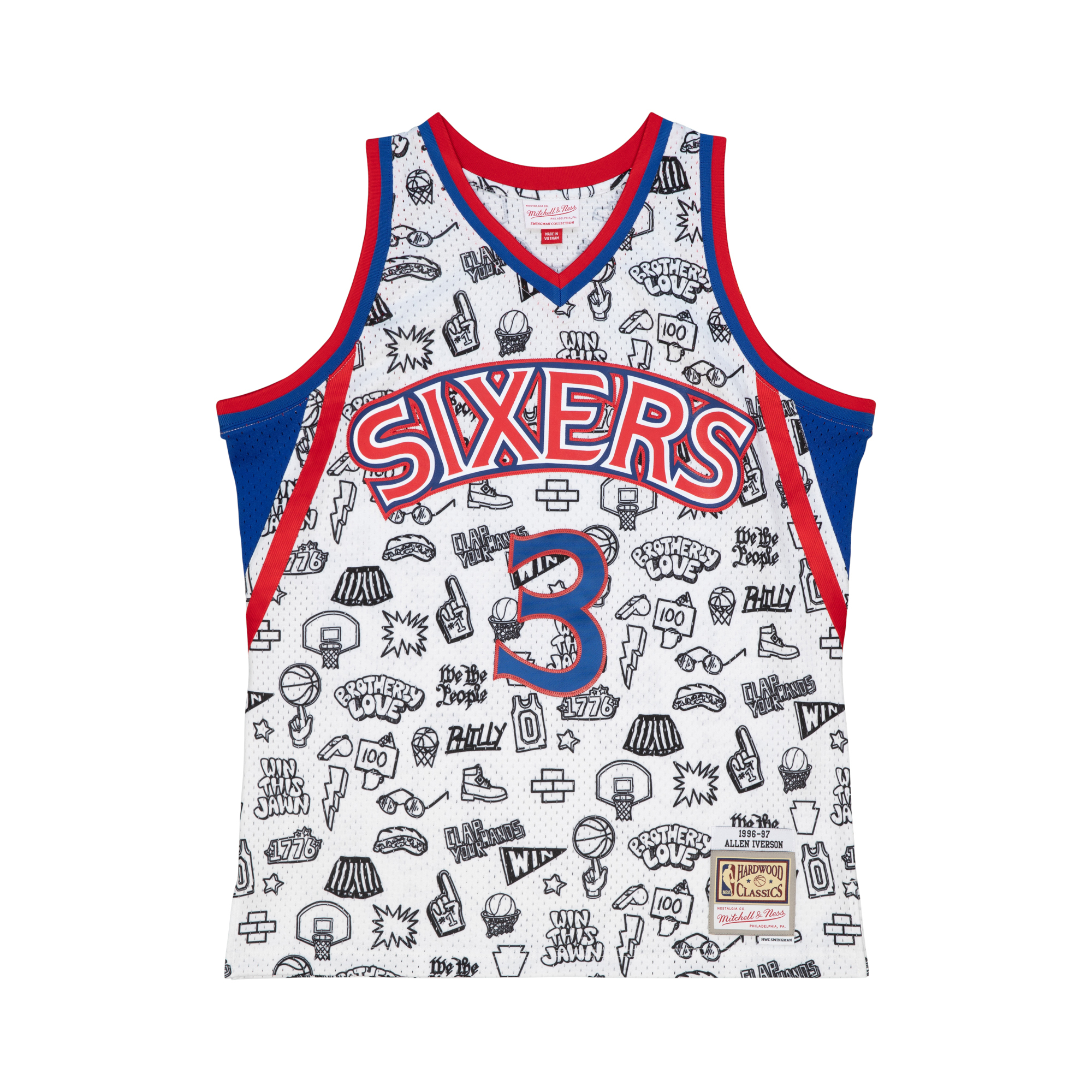 0195563552704 - Trikot Philadelphia 76ers NBA Doodle Swingman 1996 Allen Iverson