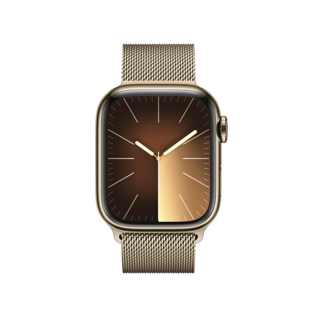 0195949023361 - APPLE Watch Series 9 GPS + Cellular 41 mm Smartwatch Edelstahl Milanaise 150 - 200 mm Gold Tonbraun