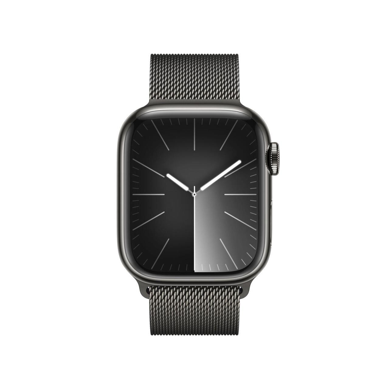 0195949026126 - Smartwatch APPLE Watch Series 9 GPS + Cellular Stainless Steel 45mm One-Size Smartwatches grau (graphite) Milanese Loop Bestseller