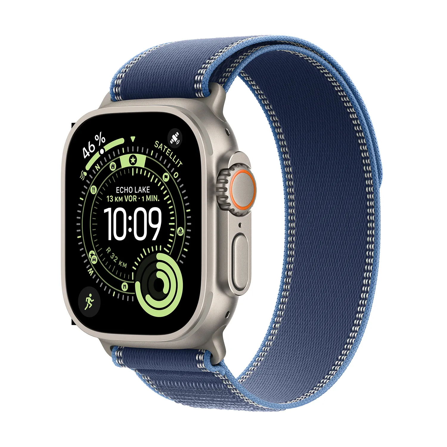 0195950609448 - Apple Watch Ultra 3 GPS + Cellular 49mm Natur Titanium Case mit Blau Hellblau Trail Loop - M L