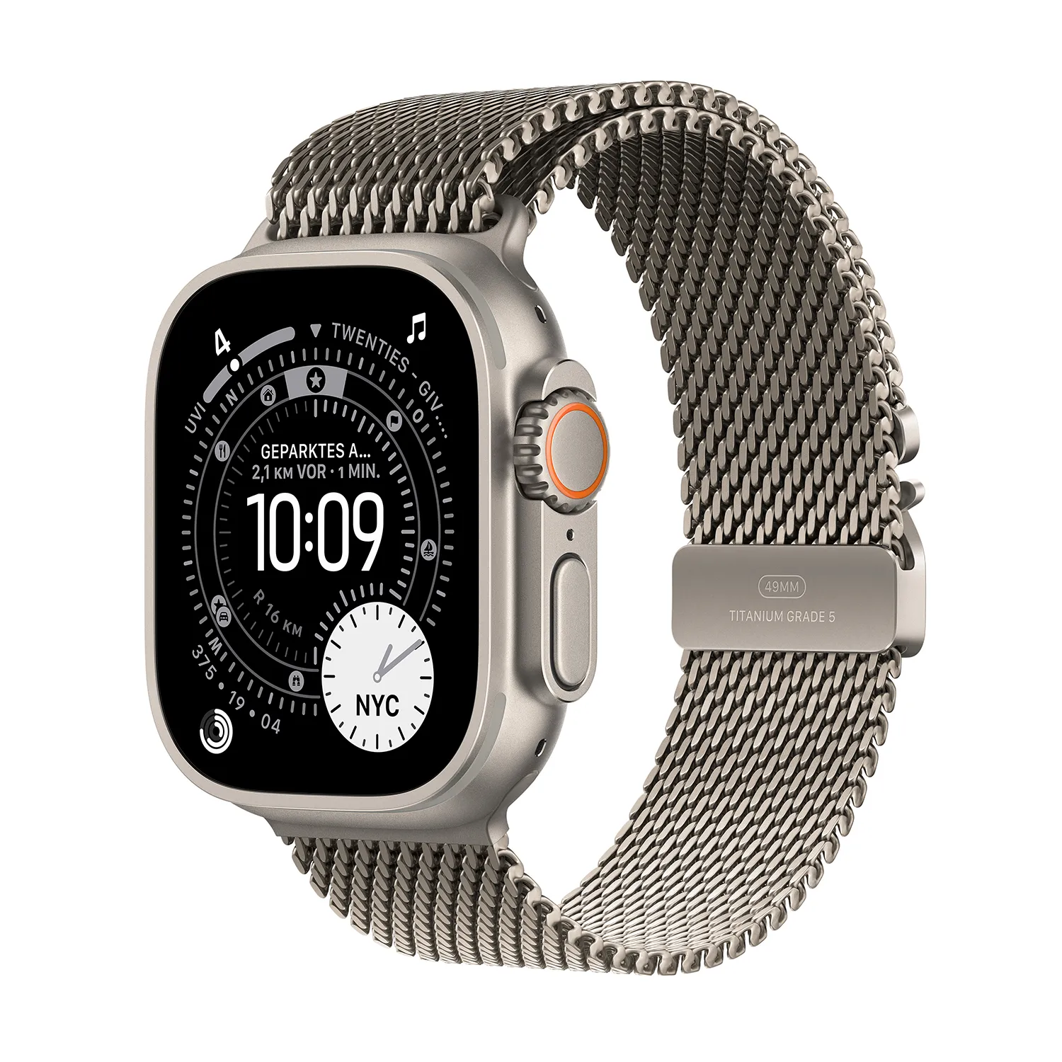 0195950609837 - Apple Watch Ultra 3 GPS + Cellular 49mm Natur Titanium Case mit Natur Titanium Milanese Loop - Large