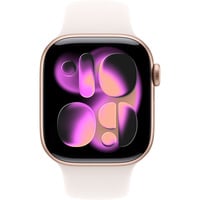 0195950619133 - Apple Watch Series 11 GPS 42mm Rose Gold Aluminium Case mit Blassrosa Sport Band - S M