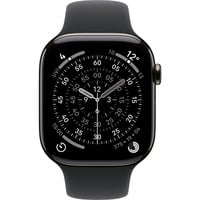 0195950629538 - Apple Watch Series 11 GPS + Cellular 46mm Schiefer Titanium Case mit schwarzem Sport Band - S M