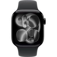 0195950631388 - Apple Watch Series 11 GPS 42mm Diamantschwarz Aluminium Case mit schwarzem Sport Band - S M