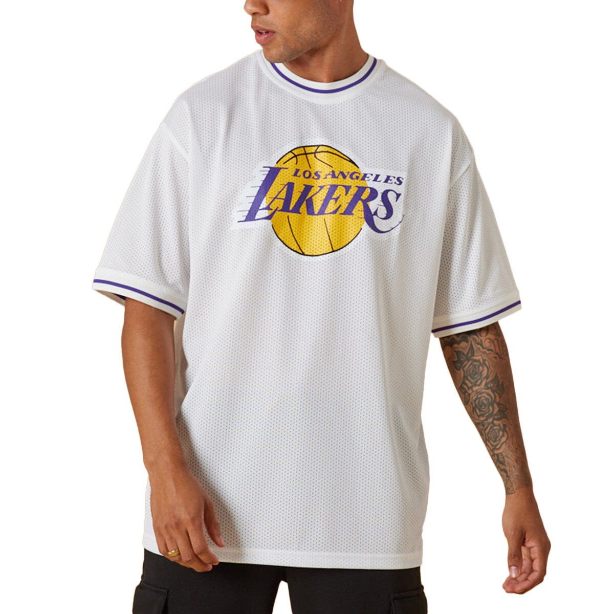 0196313102262 - Kurzarm-T-Shirt Los Angeles Lakers Mesh Logo