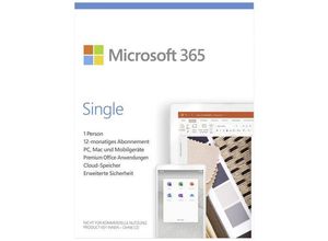 0196388209156 - Office 365 Single Vollversion 1 Lizenz Android iOS Mac Windows Office-Paket