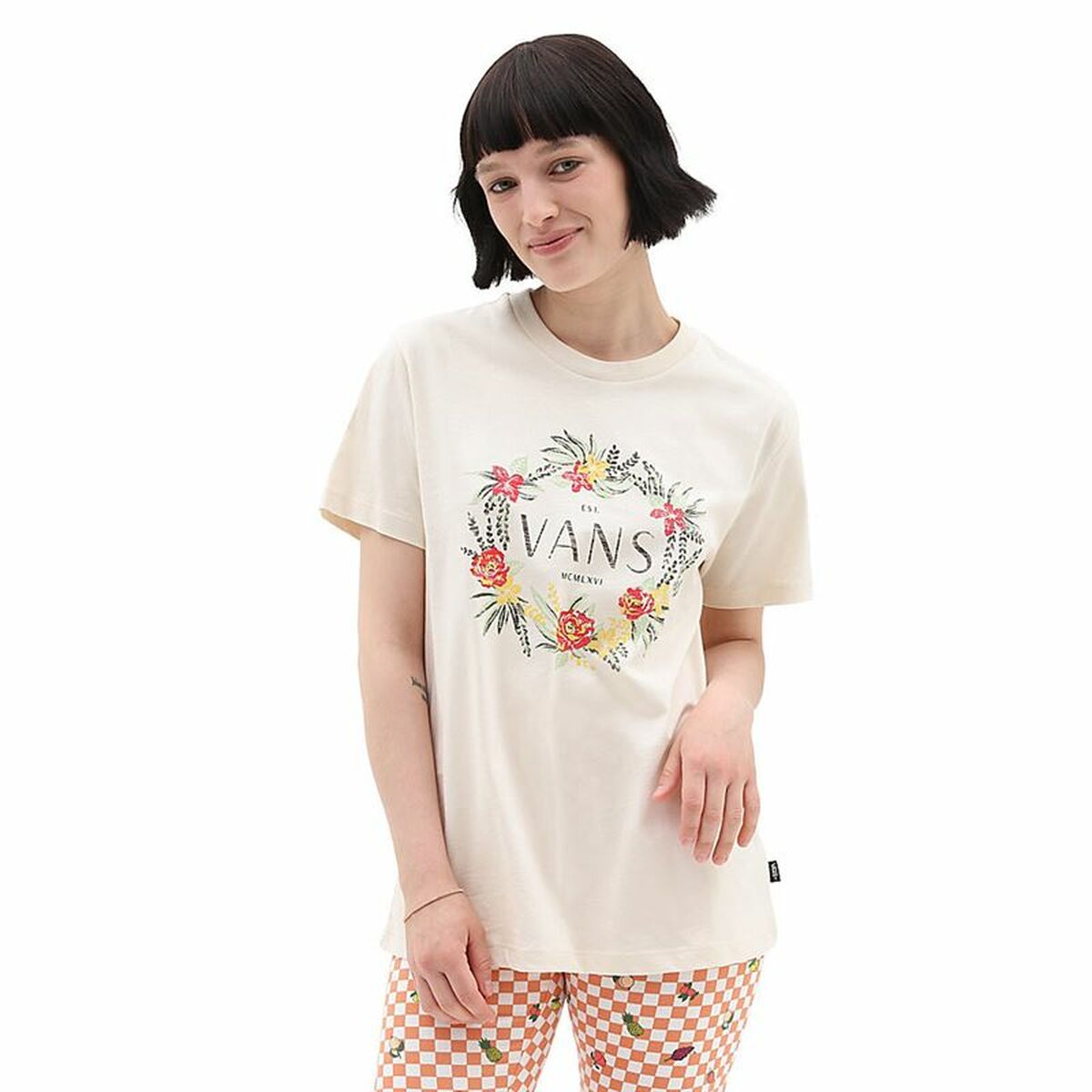 0196570323547 - Damen Kurzarm-T-Shirt Wreath Of Flowers Bff Tee-B