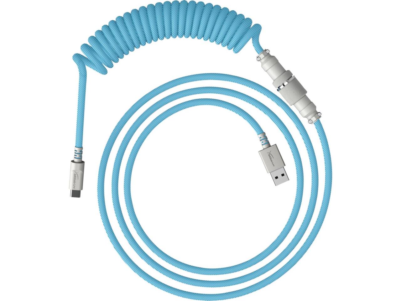 0196786043215 - Gaming USB-C Coiled Cable Light Blue-White