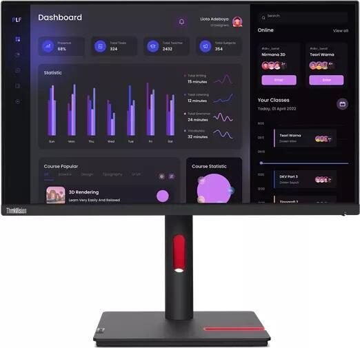 0196801904989 - ThinkVision T24i-30 LED-Monitor 605 cm (238 Zoll) EEK E (A - G) 1920 x 1080 Pixel Full HD 4 ms DisplayPort Audio-Line-out HDMI® USB 30 VGA IPS LED