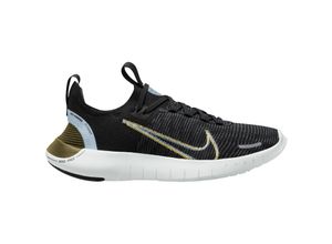 0196975675623 - Free Run Flyknit Next Nature Laufschuhe Damen in black-soft yellow-iron grey