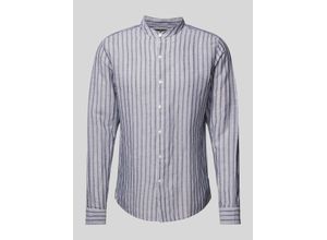 0197005111647 - Slim Fit Leinenhemd mit Stehkragen