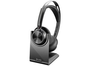 0197192932940 - POLY Wireless-Headset BT Headset Voyager Focus 2 UC mit Stand Kopfhörer Active Noise Canceling schwarz Bluetooth Kopfhörer