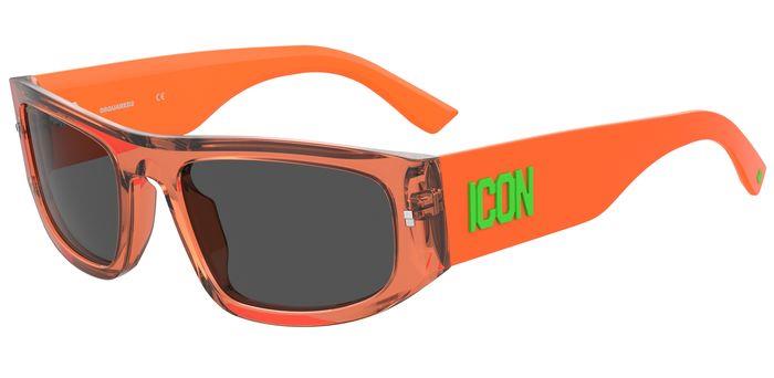 0197737026851 - Herren ICON 0016 S Z34 IR Gläser SONNENBRILLEN Acetat Orange Grau Quadratisch