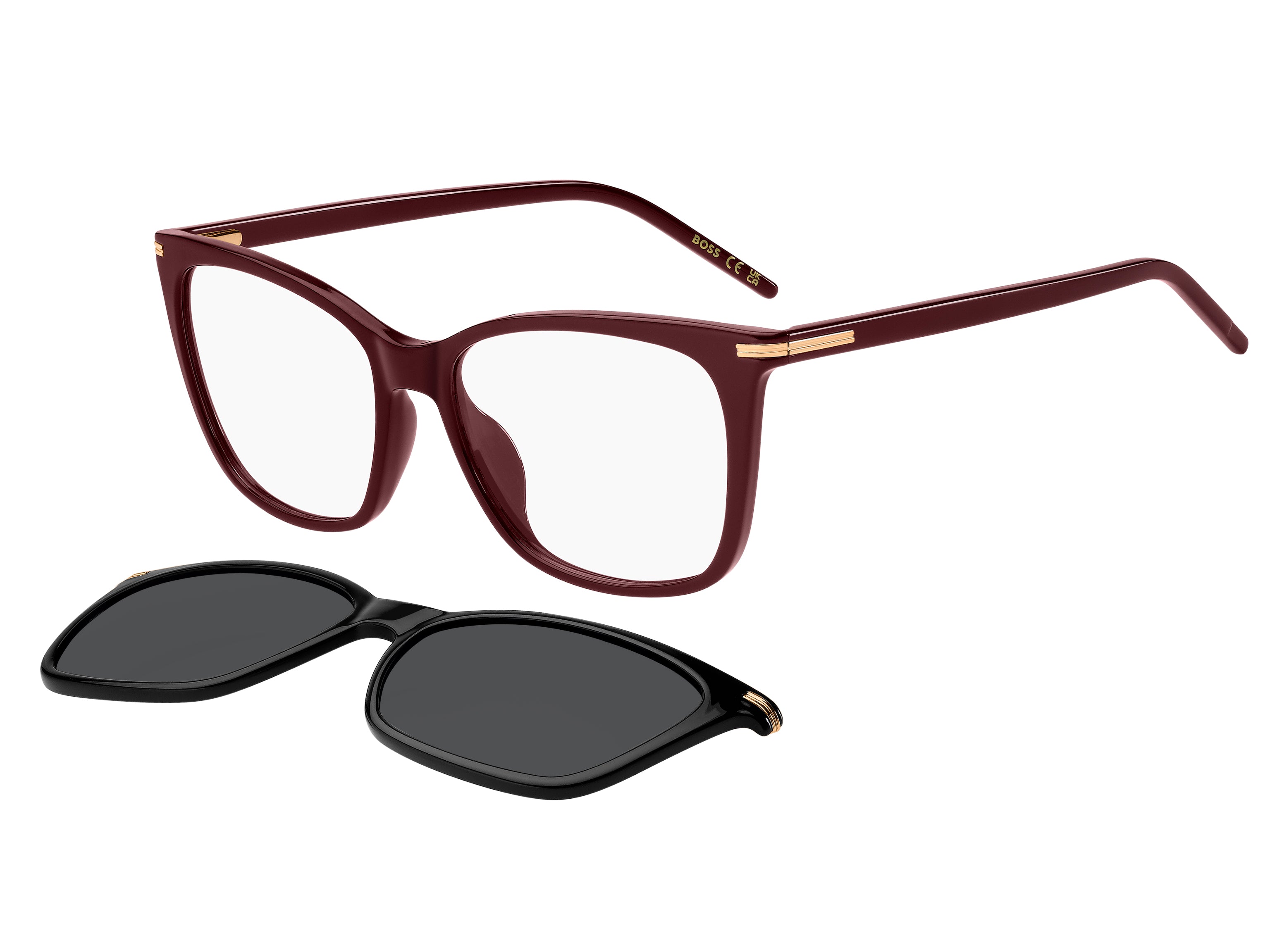 0197737115258 - Damen BOSS 1787 G C LHF Rahmen von BRILLEN Öko-Poliamen Bordeaux Grau Quadratisch Polarisiert