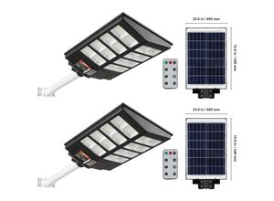 0197988021537 - 2 Stück 800 w Solar-Straßenlaterne 1400 lm LED-Solar-Flutlichter für den Außenbereich mit RF-Fernbedienung IP66 wasserdichte solarbetriebene