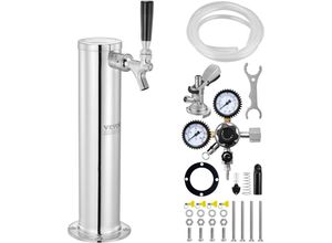 0197988203216 - Mophorn - vevor Kegerator-Turm-Kit Einzelzapfhahn-Bierumrüstsatz Edelstahl-Fass-Bierturm-Zapfanlage mit Doppelmessgerät W218-Regler und