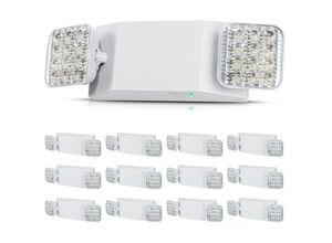 0197988217282 - VEVOR 12er-Pack kommerzielle Notbeleuchtung 3 W weiße LED-Notausgangsbeleuchtung mit 180-Minuten-Backup-Batterie verstellbarer 2-LED-Quadratkopf