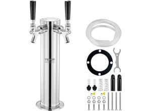 0197988384076 - Mophorn - vevor Bierzapfturm mit zwei Zapfhähnen Bierfassturm aus Edelstahl Kegerator-Turm-Kit mit Vormontierten Schläuchen & Selbstschließenden