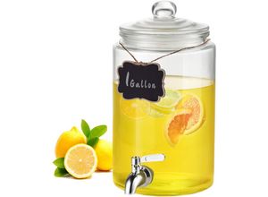 0197988388005 - Getränkespender 38 l Getränkespender für Partys Saftspender aus Glas mit Edelstahlzapfhahn Eistee-Limonadensaft-Wasserspender für Restaurants