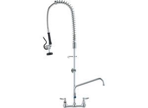 0197988388715 - Mophorn - vevor Kommerzieller Wasserhahn mit Vorspülbrause 111 cm Höhe 203 mm Mitte 305 mm Schwenkauslauf Wandmontage Küchenspülenhahn