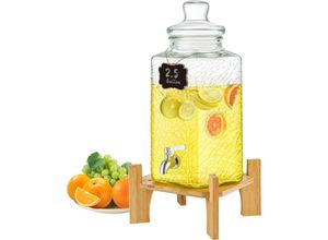 0197988389330 - 10 l Getränkespender für Partys Saftspender aus Glas mit Ständer Zapfhahn aus Edelstahl Eistee-Limonadensaft-Wasserspender für Restaurants