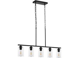 0197988550167 - 5-flammige Pendelleuchte für Kücheninseln 60 w verstellbare Esszimmerleuchte mit klarem Glaslampenschirm 4 Stangen 2 Metallketten linearer