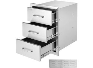 0197988561316 - Vevor - Outdoor-Küchenschubladen Schubladen Außenküche 40 x 55 x 45 cm Bündig Montierte Dreifach Zugängliche Grillschubladen mit Edelstahlgriff
