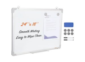 0197988937029 - Mophorn - vevor Whiteboard Magnettafel mit Stiftablage 457 x 610 mm Whiteboard inkl 2 Whiteboard-Stifte +6 Magnete + 1 Magnetische Löscher White