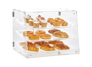 0197988940548 - 3-stöckige Gebäck-Vitrine Kommerzielle Bäckerei-Vitrine 526 x 360 x 415 mm Bäckerei-Vitrine Acryl-Vitrine mit Zugang zur Hintertür & Abnehmbaren