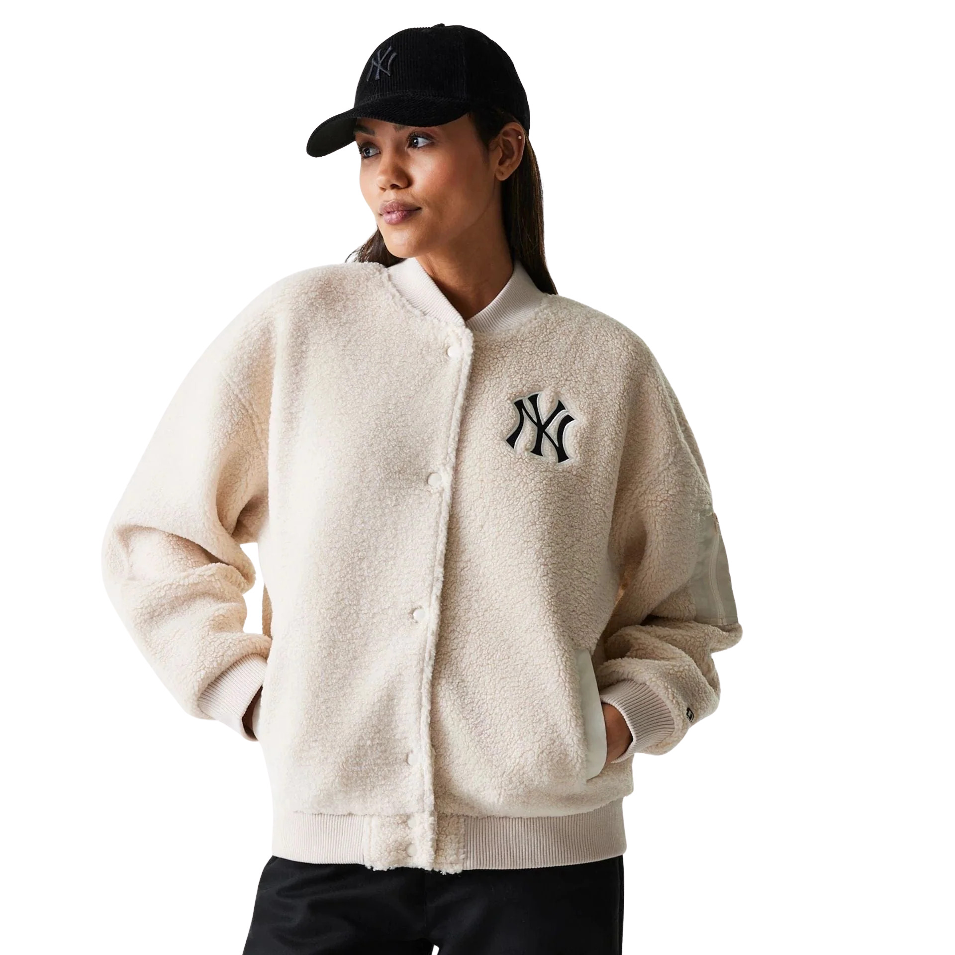 0198759376566 - New York Yankees Damen Sherpa Bomberjacke 0198759376566 - New York Yankees Damen Sherpa Bomberjacke