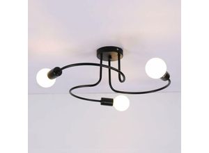 0260986937442 - Moderne Deckenleuchte 3 Lichter - Gebogene Industrielle Lampe in Schwarz für Schlafzimmer Wohnzimmer Esszimmer Durchmesser 60cm (Glühbirnen nicht