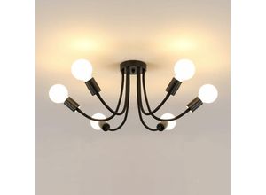 0260986937459 - Industrielle Deckenleuchte 6 Lichter Schwarz - Vintage E27 Metall Lampe Hängelampe für Wohnzimmer Küche Schlafzimmer (Glühbirnen nicht inklusive)