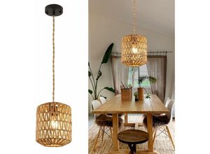 0280547429810 - Comely - Pendelleuchte aus Rattan Vintage E27 Lampe Rattan-Deckenleuchte für Wohnzimmer Küche Schlafzimmer Café (ohne Lichtquelle)