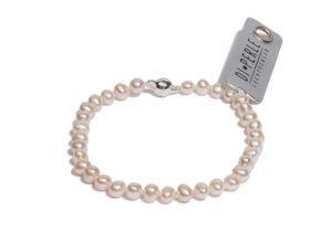 0305394691118 - Perlenarmband DI PERLE Damen Perlenschmuck Armbänder Gr 19 Silber 925 (Sterlingsilber) weiß Damen Perlenschmuck