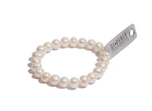 0305394691156 - Perlenarmband DI PERLE Damen Perlenschmuck Süsswasser Perlen Armband ( 19 cm ) Armbänder Gr 19 Edelstahl weiß Damen Perlenschmuck