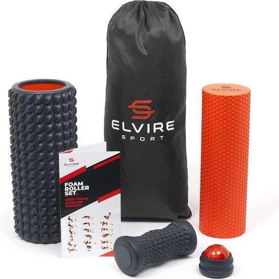 0309272219197 - Elvire Sport Foam Roller Massage Set für Deep Tissue - Schaumstoffrollen Massagerolle und Ball Fußrolle - Schmerzen lindern