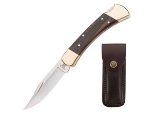 0337530446306 - BUCK Taschenmesser Folding Hunter + Etui Vintage Messer Klappmesser Messing Holz