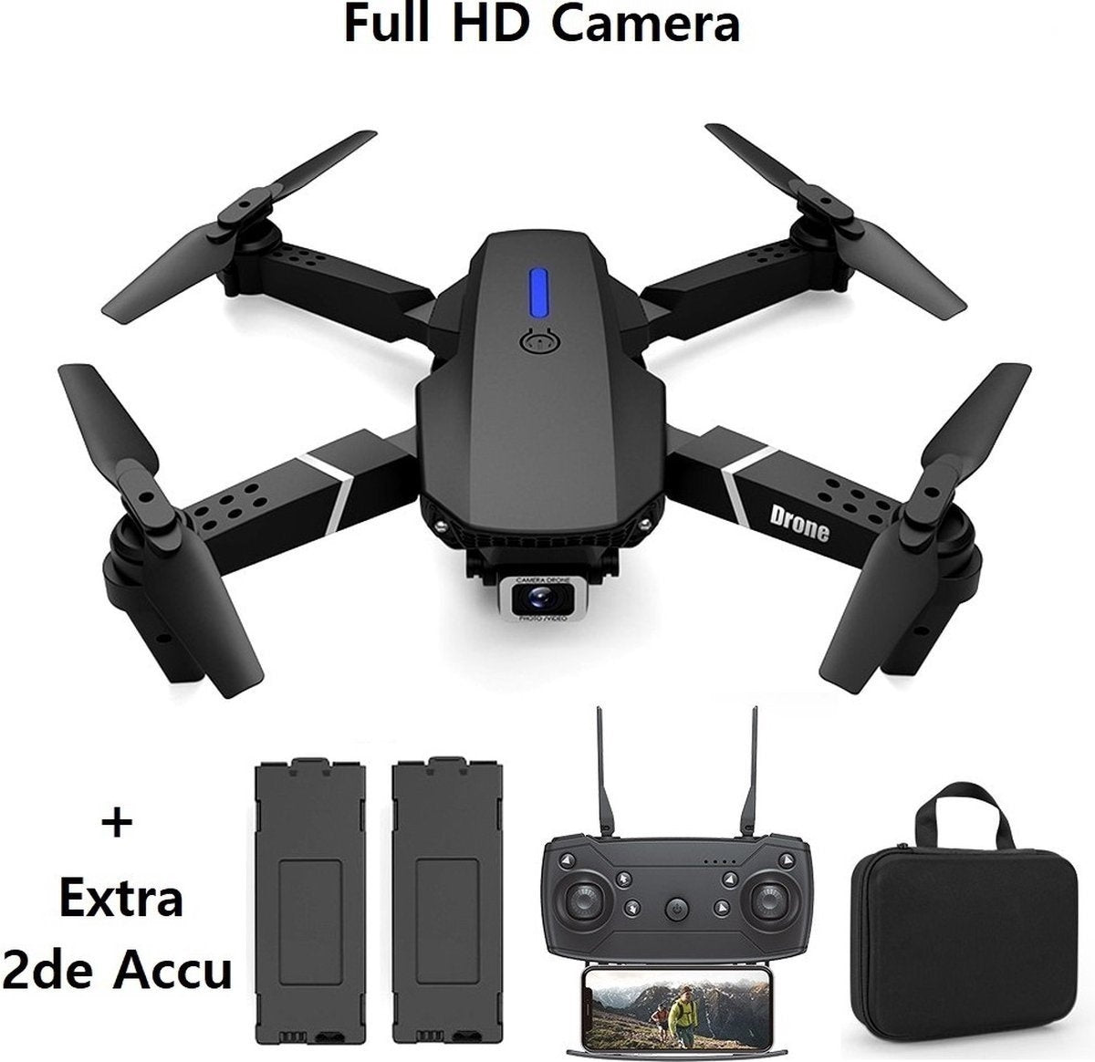 0387692162934 - Quad-Drohne mit Kamera und Aufbewahrungstasche - Full HD Kamera - mit 2 Batterien