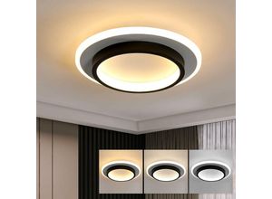 0566778255313 - Moderne led Deckenleuchte 24W 2600LM Rund Schwarze Deckenlampe 3000K-6500K Elegante LED-Deckenlampe aus Acryl für Badezimmer Wohnzimmer