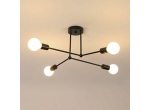 0588960396888 - Aiskdan - Vintage Sputnik Deckenleuchte 4 Lichter E27 Schwarze Metall Industrie Deckenlampe Moderne Deckenleuchte für Schlafzimmer Wohnzimmer