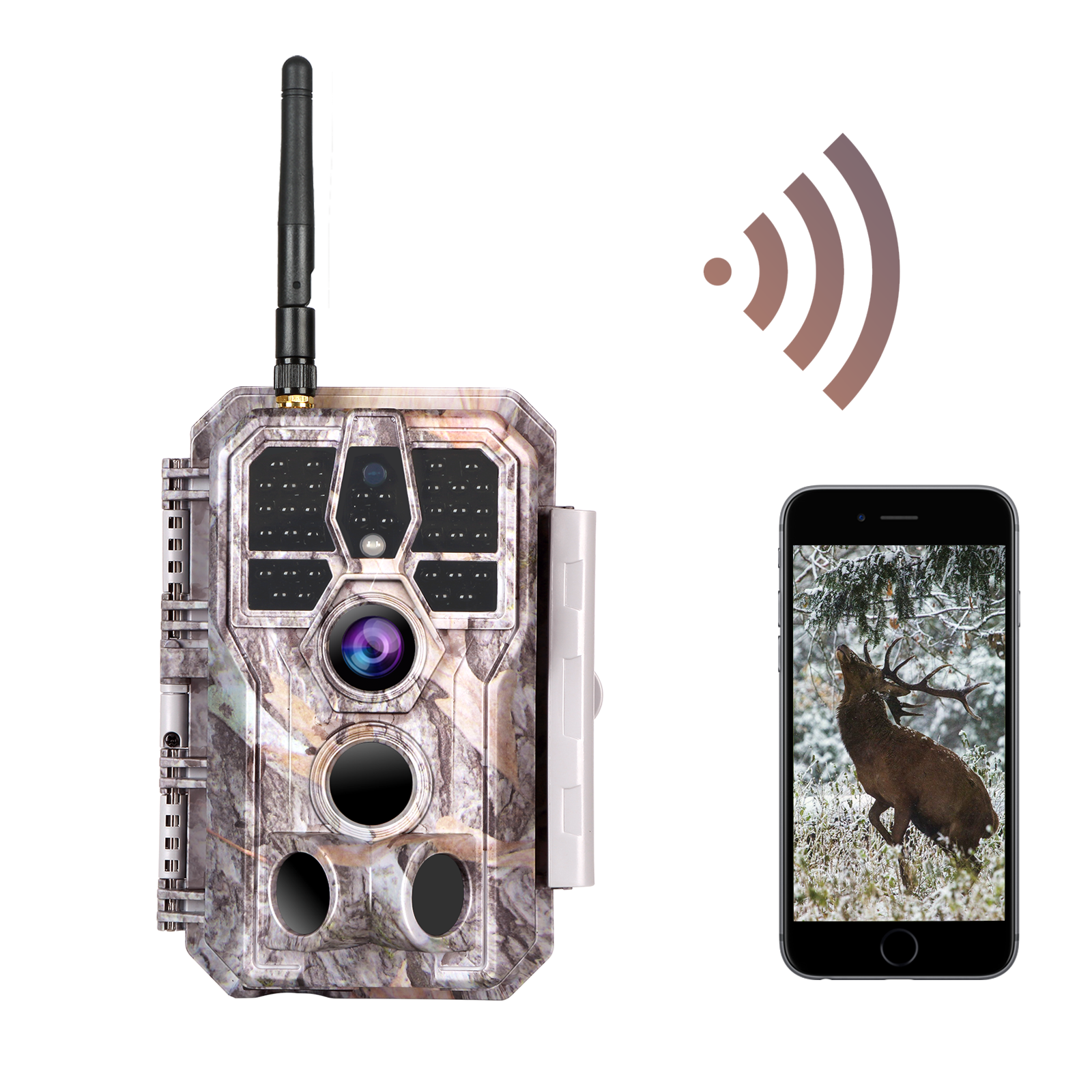 0601673915938 - Wildkamera Wlan Fotofalle Jagdkamera Wildtierkamera 32MP 1296P 01s Schnelle Trigger Geschwindigkeit Nachtsicht Bewegungsmelder 120°PIR IP66 Wasserdichter | A280W Grau